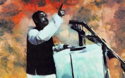 বঙ্গবন্ধুর ৭ মার্চের ভাষণের পোট্রেট, ছবি- সাইদুল ইসলাম