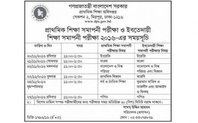 প্রাথমিক ও ইবতেদায়ি সমাপনী পরীক্ষার সূচি প্রাথমিক ও ইবতেদায়ি সমাপনী পরীক্ষার সূচি