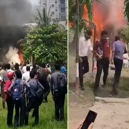 উত্তরায় বিমান বিধ্বস্ত