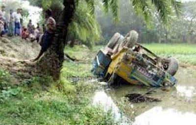 লিচুবোঝাই ট্রাক উল্টে রিকশাচালকের মৃত্যু