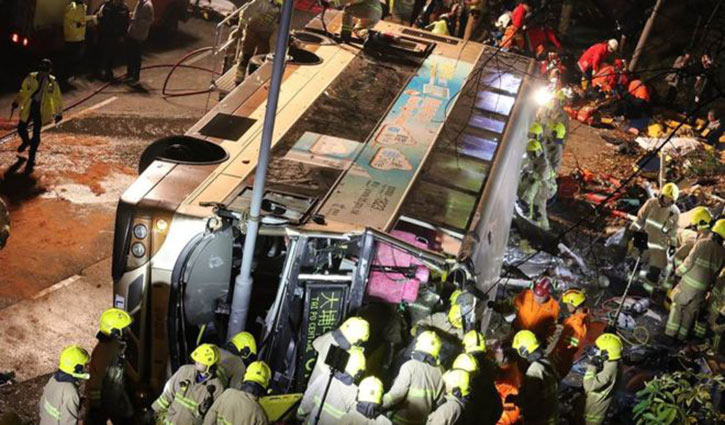 19 killed as bus turns turtle in Hong Kong