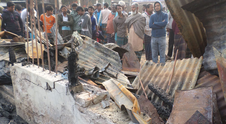 8 shops gutted by fire in Rajbari