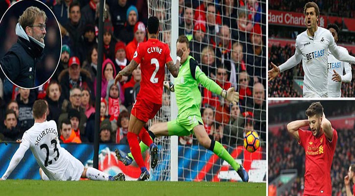 Swansea stun Liverpool 3-2