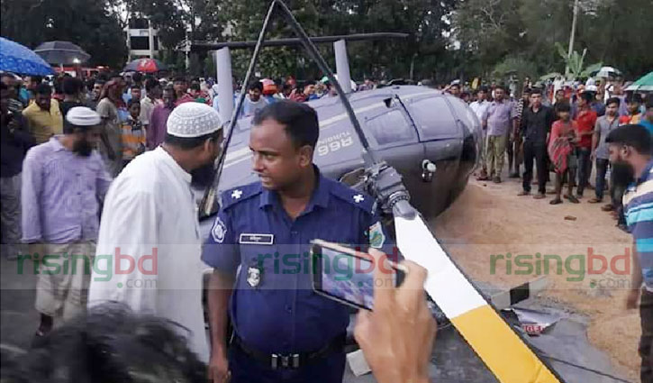 Helicopter falls in accident during emergency landing