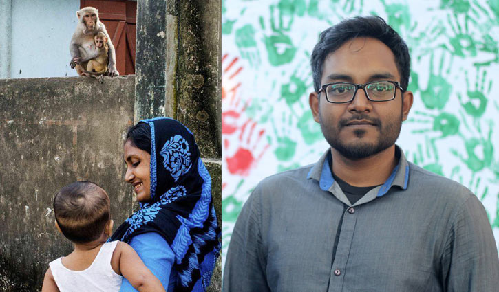 মা দিবসে মা-বানরের ভাইরাল ছবিটি আইমান নকিবের তোলা