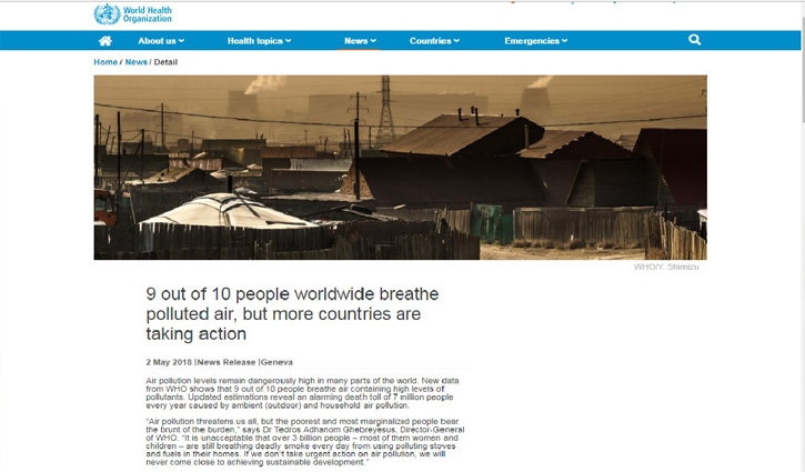 9 out of 10 people globally breathe toxic air: WHO