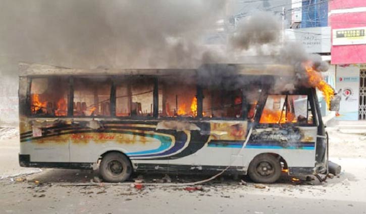 City road crash kills one, bus torched