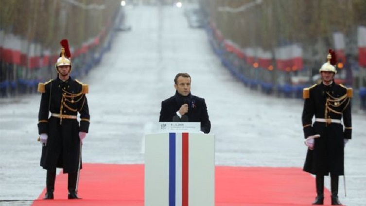 French President urges world leaders to reject nationalism