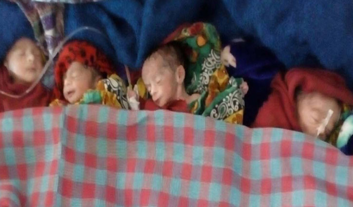 Woman gives birth to 4 babies at once in Jashore