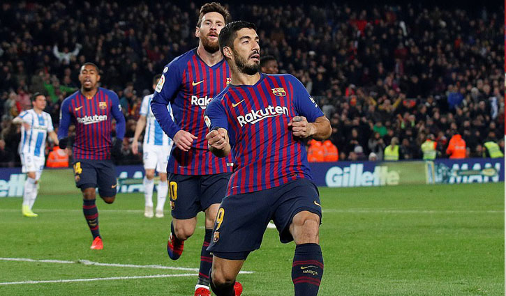 Messi, Suarez combine to spare Barca's blushes