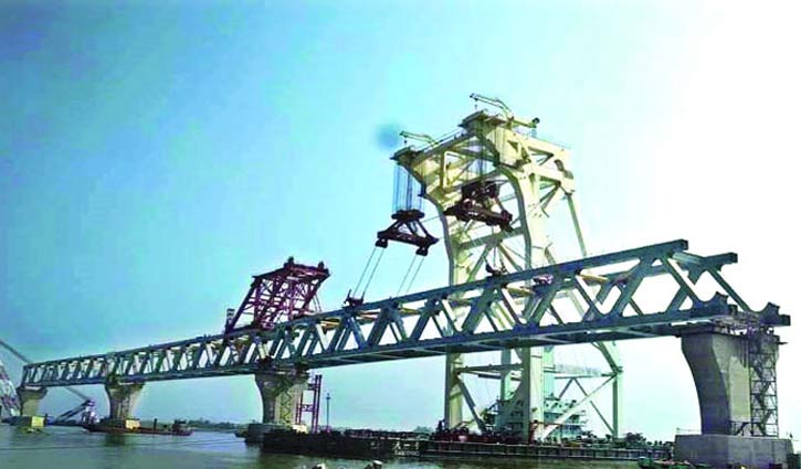 7th span installed, 1050 metres of Padma bridge now visible