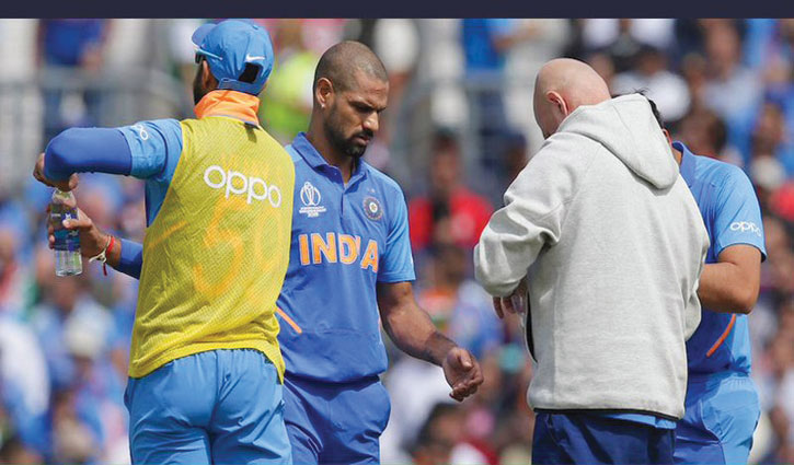 Dhawan ruled out of World Cup for 3 weeks