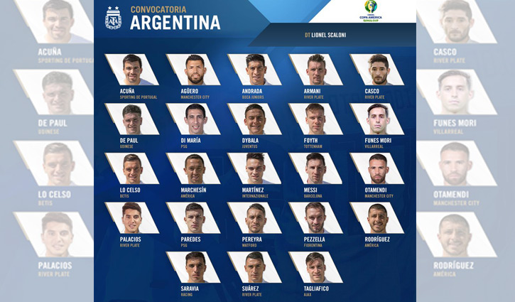 আর্জেন্টিনার চূড়ান্ত দল ঘোষণা