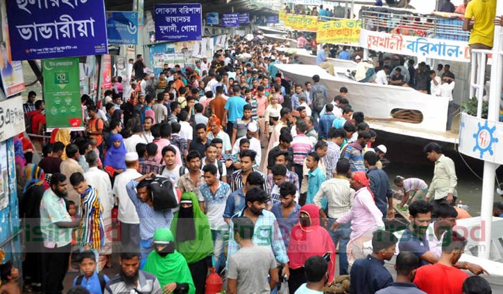 Sadarghat launch terminal witnesses huge crowds