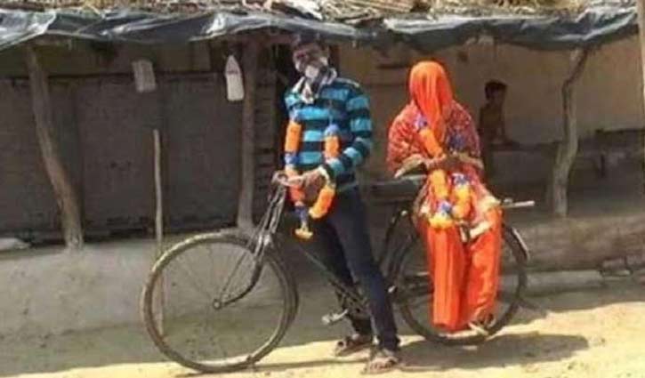 Man cycles 100 km alone to marry