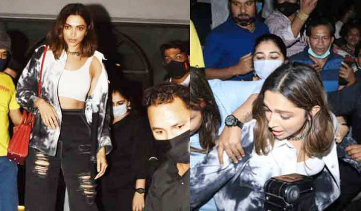 ভিড়ের মধ্যে দীপিকার ব্যাগে হাত ভিড়ের মধ্যে দীপিকার ব্যাগে হাত