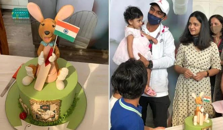 কেকের উপরে ক্যাঙ্গারু, কাটলেন না রাহানে কেকের উপরে ক্যাঙ্গারু, কাটলেন না রাহানে