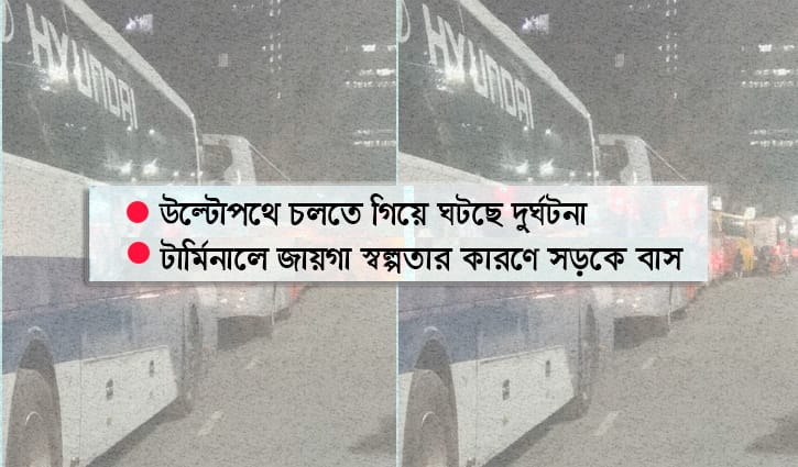 সড়কে দূরপাল্লার বাস পার্কিং, ঝুঁকি বাড়ছে রাতের ঢাকায় সড়কে দূরপাল্লার বাস পার্কিং, ঝুঁকি বাড়ছে রাতের ঢাকায়