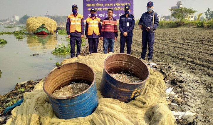 মেঘনায় কোস্টগার্ডের টহল, ৪টি বেহুন্দি জাল জব্দ মেঘনায় কোস্টগার্ডের টহল, ৪টি বেহুন্দি জাল জব্দ