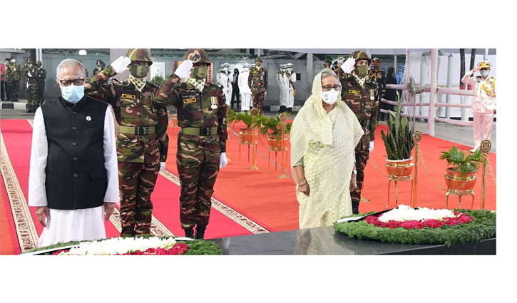 বঙ্গবন্ধুর প্রতিকৃতিতে রাষ্ট্রপতি-প্রধানমন্ত্রীর শ্রদ্ধা বঙ্গবন্ধুর প্রতিকৃতিতে রাষ্ট্রপতি-প্রধানমন্ত্রীর শ্রদ্ধা