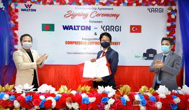 ‘ওয়ালটন ও কার্গির মধ্যে ডিস্ট্রিবিউটরশিপ চুক্তি স্বাক্ষর এবং তুরস্কে কম্প্রেসারের প্রথম শিপমেন্ট উদ্বোধন’ অনুষ্ঠানে উপস্থিত ওয়ালটনের ঊর্ধ্বতন কর্মকর্তারা ‘ওয়ালটন ও কার্গির মধ্যে ডিস্ট্রিবিউটরশিপ চুক্তি স্বাক্ষর এবং তুরস্কে কম্প্রেসারের প্রথম শিপমেন্ট উদ্বোধন’ অনুষ্ঠানে উপস্থিত ওয়ালটনের ঊর্ধ্বতন কর্মকর্তারা