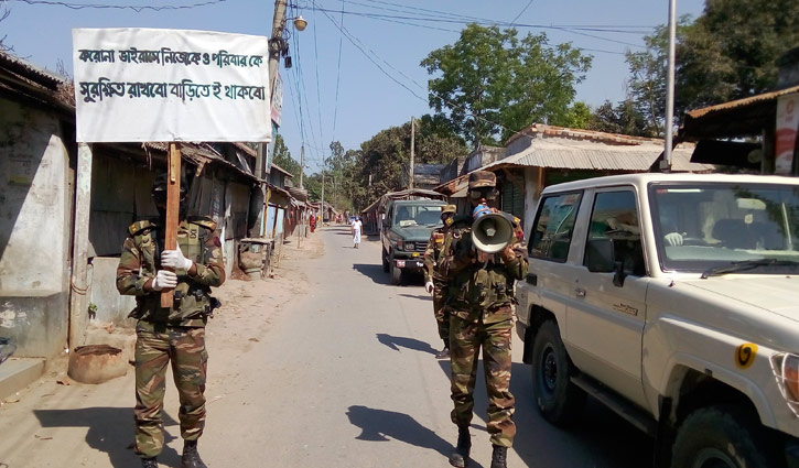 দিনাজপুরে করোনা রোধে তৎপর সেনাবাহিনী