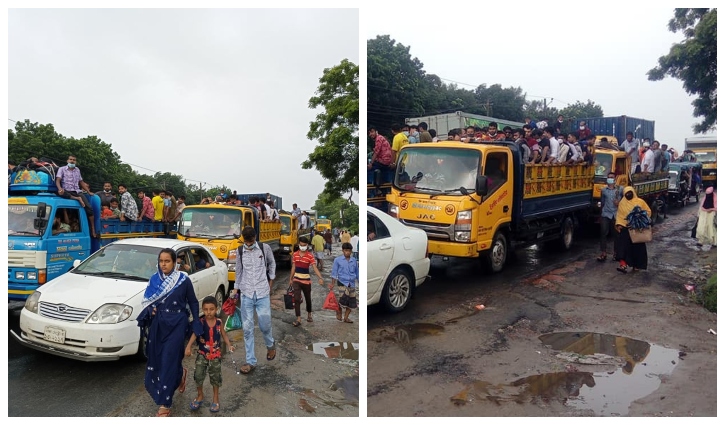 ঢাকা-টাঙ্গাইল মহাসড়কে ঢাকামুখী যাত্রীর চাপ, ভোগান্তি