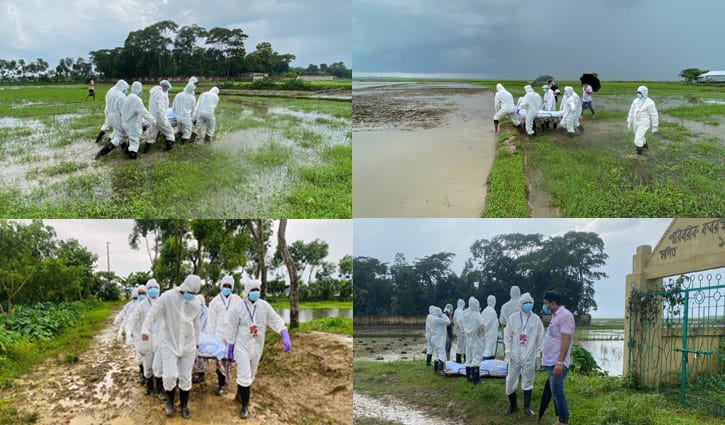 লাশ কাঁধে কাদা-জলে ২ কি.মি. পাড়ি দিয়ে দাফন! লাশ কাঁধে কাদা-জলে ২ কি.মি. পাড়ি দিয়ে দাফন!