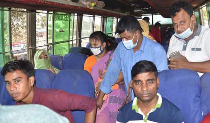 ঈদযাত্রায় বাসে দ্বিগুণ ভাড়া, উপেক্ষিত স্বাস্থ্যবিধি ঈদযাত্রায় বাসে দ্বিগুণ ভাড়া, উপেক্ষিত স্বাস্থ্যবিধি