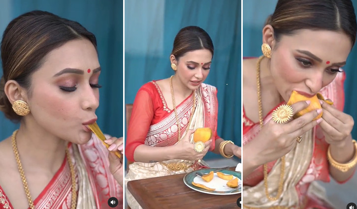 চেটেপুটে আম খেয়ে আলোচনায় মিমি (ভিডিও)