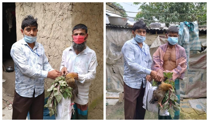 খাবারের ব্যাগ হাতে অসহায়দের বাড়ি বাড়ি যাচ্ছেন রাসেল