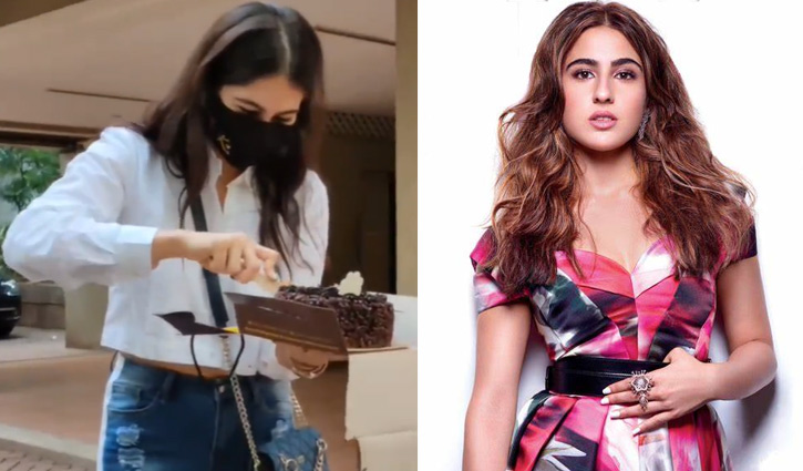 রাস্তায় কেক কাটলেন সারা (ভিডিও)