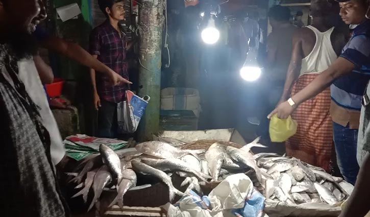 গভীর রাত পর্যন্ত মাইকিং করে ইলিশ বিক্রি গভীর রাত পর্যন্ত মাইকিং করে ইলিশ বিক্রি