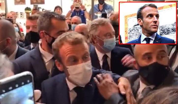 Macron hit with egg Macron hit with egg