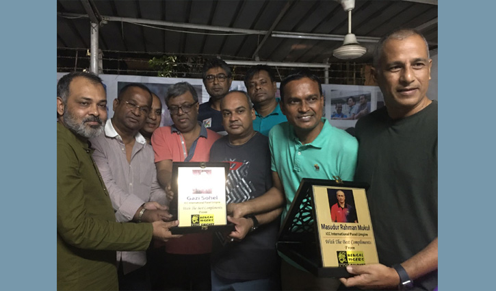আম্পায়ার মুকুল ও গাজী সোহেল পেলেন বেঙ্গল টাইগার্সের সংবর্ধনা