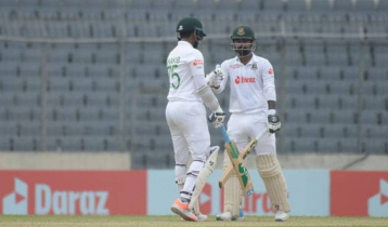 Bangladesh takes lead, Shakib, Liton hit fifty