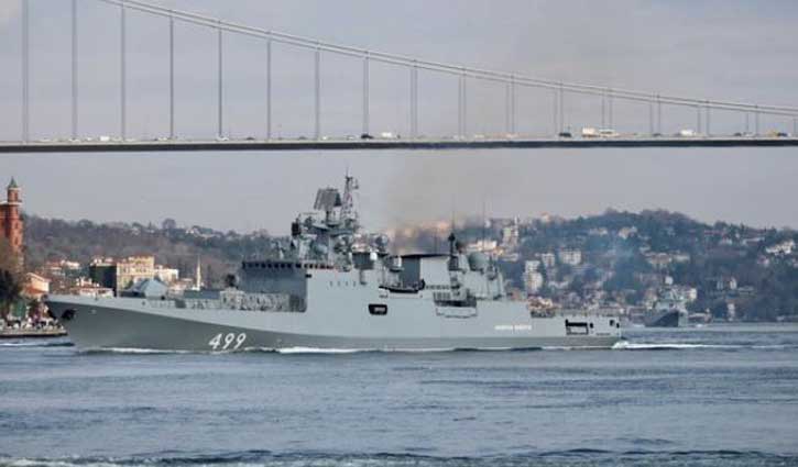 Russia`s another warship `on fire after being hit by missile`