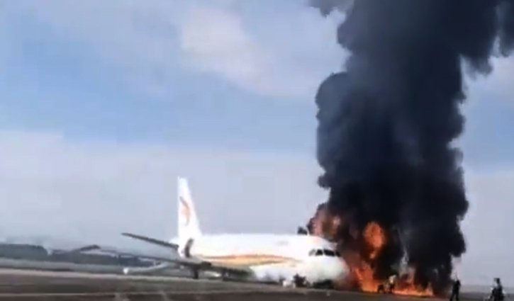 Tibet Airlines plane in flames, 36 injured