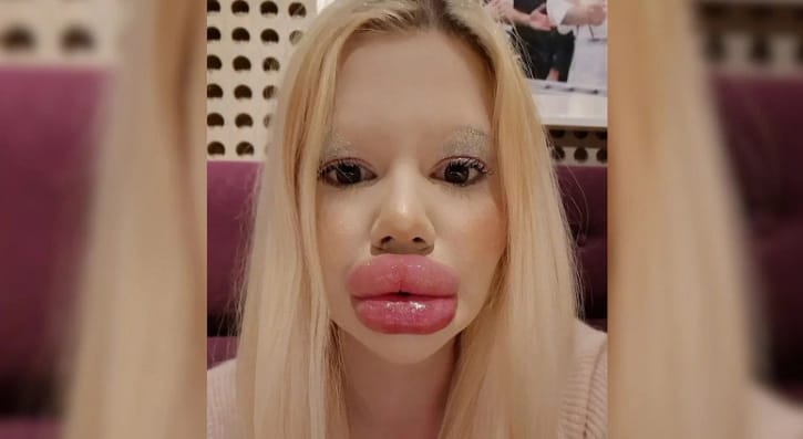 বিশ্বের সবচেয়ে বড় ঠোঁটের তরুণী