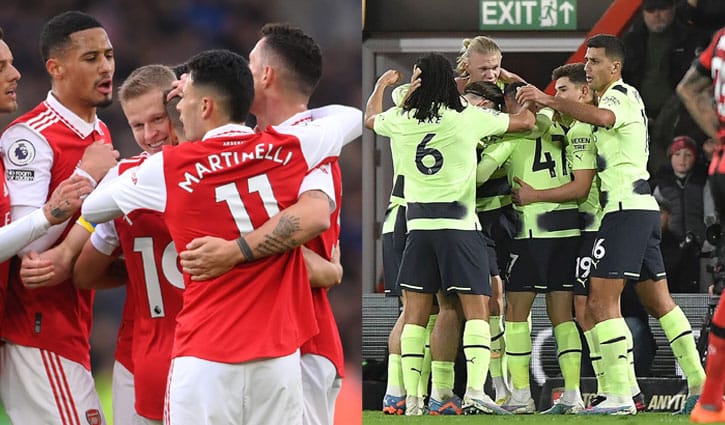 আর্সেনালের জয়ের রাতে ম্যানসিটির বড় জয়