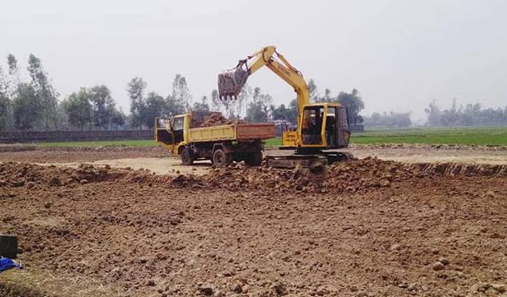 Land fertility declines due to cut off top soil