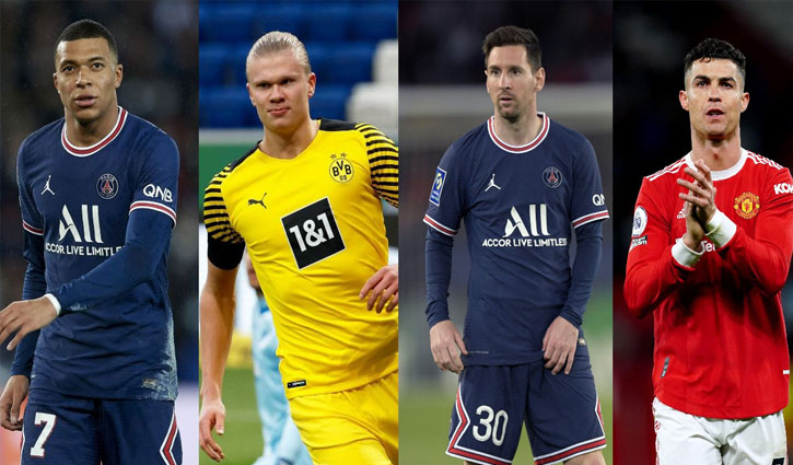 মেসি-রোনালদো যুগের অবসান, সময় এখন হ‌্যালান্ড-এমবাপ্পের