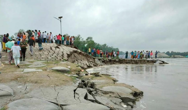 যমুনায় পানি বৃদ্ধি অব্যাহত, কাজিপুর স্পার বাঁধে ৩০ মিটার ধস
