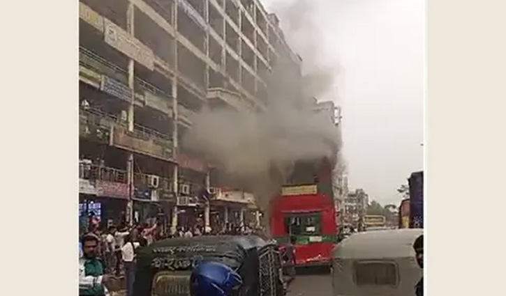 BRTC bus set on fire in Mirpur