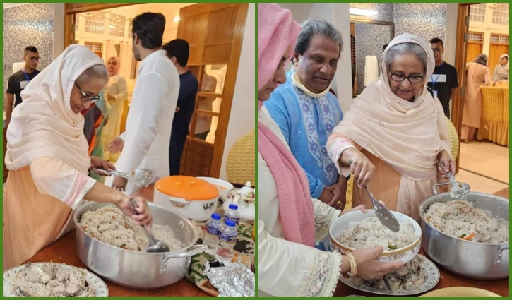 নিজ হাতে ইলিশ-পোলাও রান্না করে স্বজনদের সঙ্গে খাবার খেলেন প্রধানমন্ত্রী