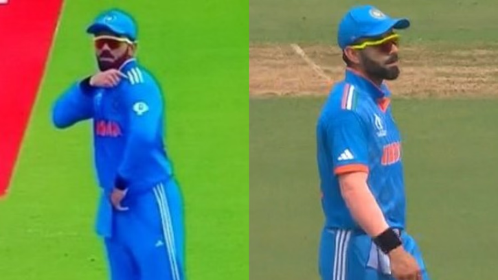 রোমাঞ্চে বিশ্বকাপ জার্সি গায়ে দিতে ভুলে গেলেন কোহলি!