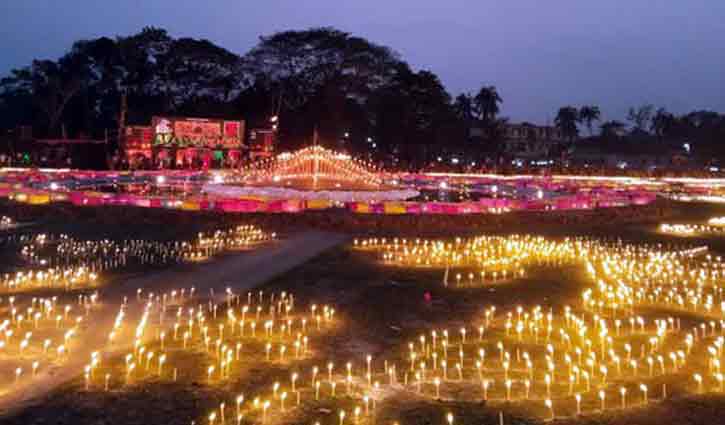 এক লাখ মোমবাতি জ্বালিয়ে নড়াইলে ভাষাশহিদদের স্মরণ