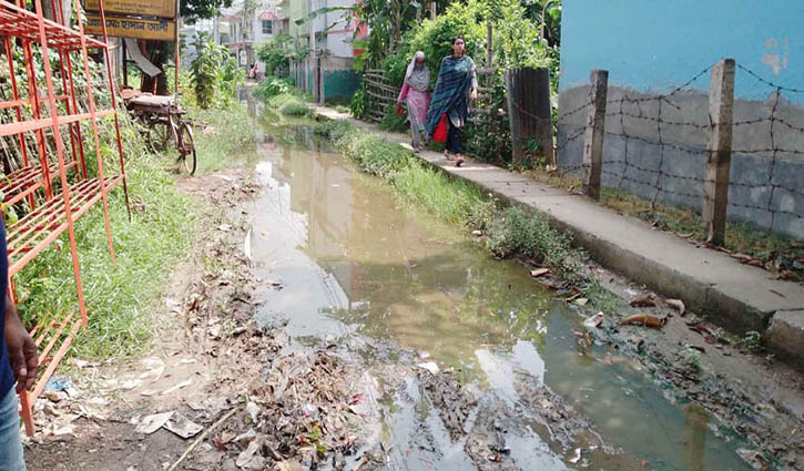 বৃষ্টি হলেই ডুবে যায় সড়ক