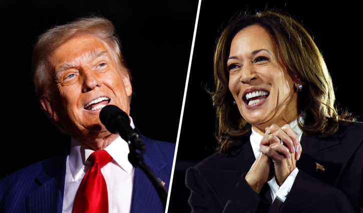 Donald Trump at 294 electoral votes, Kamala Harris at 223