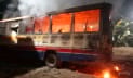 ত্রিশালে মহাসড়কের পাশে দাঁড়িয়ে থাকা বাসে আগুন